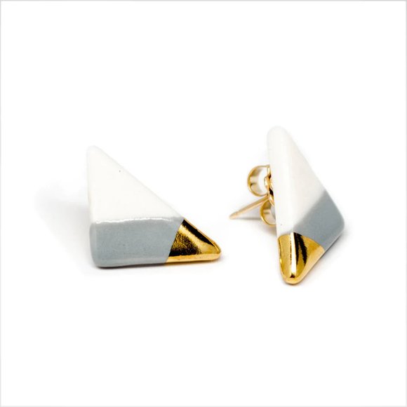 ASH Vertical Triangle Studs in Gray - Picture 2 of 3